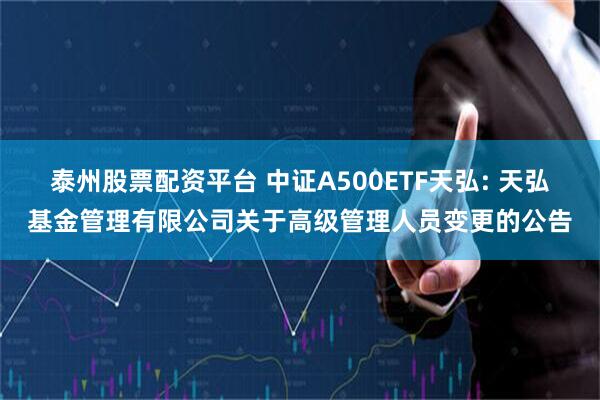 泰州股票配资平台 中证A500ETF天弘: 天弘基金管理有限公司关于高级管理人员变更的公告