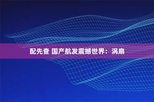 配先查 国产航发震撼世界：涡扇