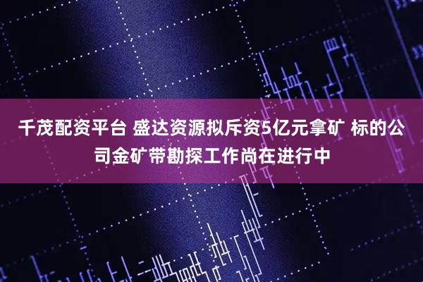 千茂配资平台 盛达资源拟斥资5亿元拿矿 标的公司金矿带勘探工作尚在进行中